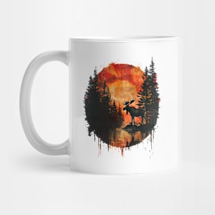 Grunge Moose Sunset Silhouette Mug